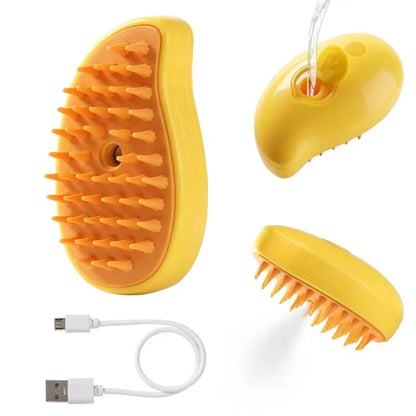CurliPaws 3-in-1 Steamy Cat Brush — Electric Pet Spray Grooming Comb for Shedding, Detangling, and Relaxing Massage for Dogs and Cats