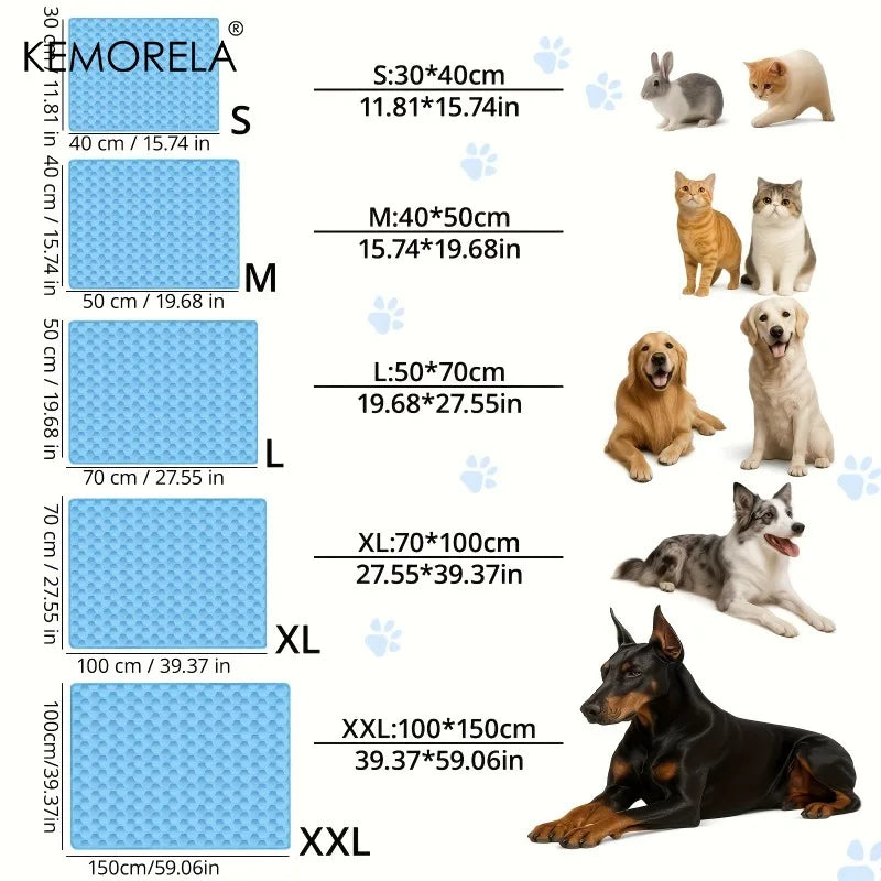 2025 Upgraded Ice-Cool Summer Pet Cooling Mat and Bed Sweat-Absorbent Fabric Available in 5 Sizes for Small Medium and Large Pet