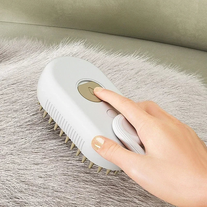 CurliPaws 3-in-1 Steamy Cat Brush — Electric Pet Spray Grooming Comb for Shedding, Detangling, and Relaxing Massage for Dogs and Cats