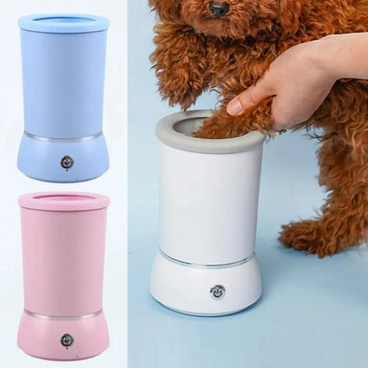 CurliPaws Automatic Dog Paw Washer — Electric Pet Paw Cleaner Cup with Soft Silicone Bristles and USB Rechargeable Battery