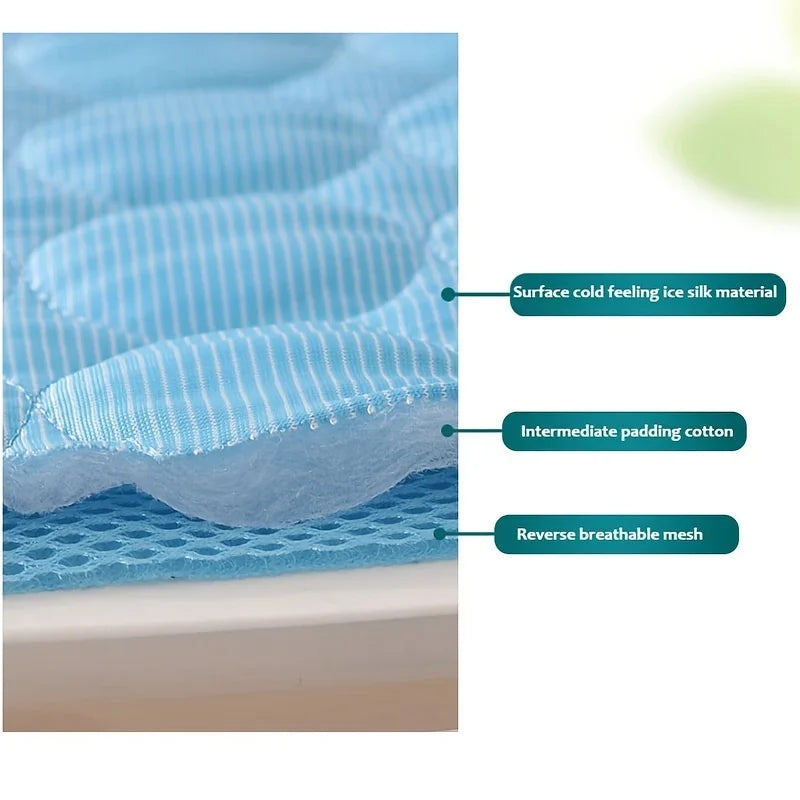 CurliPaws Ice-Cool Summer Pet Cooling Mat — Breathable Ice Silk Sweat-Absorbent Pad for Small, Medium, and Large Dogs and Cats