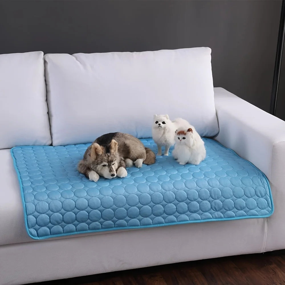 CurliPaws Ice-Cool Summer Pet Cooling Mat — Breathable Ice Silk Sweat-Absorbent Pad for Small, Medium, and Large Dogs and Cats
