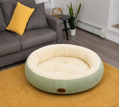 CurliPaws Cozy Oval Snuggle Pet Bed — Thickened Ultra Soft Plush Donut Cuddler Nest for Cats and Small to Medium Dogs