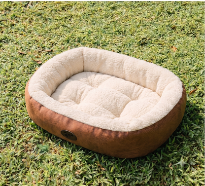 CurliPaws Cozy Oval Snuggle Pet Bed — Thickened Ultra Soft Plush Donut Cuddler Nest for Cats and Small to Medium Dogs