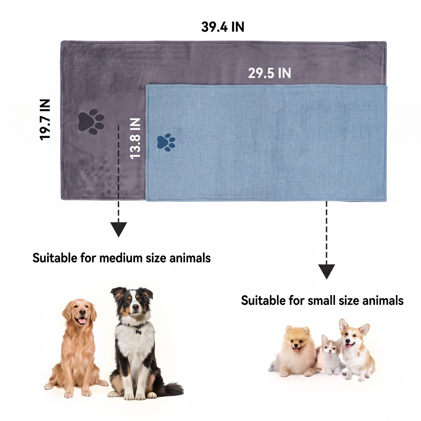 CurliPaws Microfiber Dog Drying Towel — Super Absorbent Pet Bath Blanket with Embroidered Paw Print for Small to Medium Dogs and Cats
