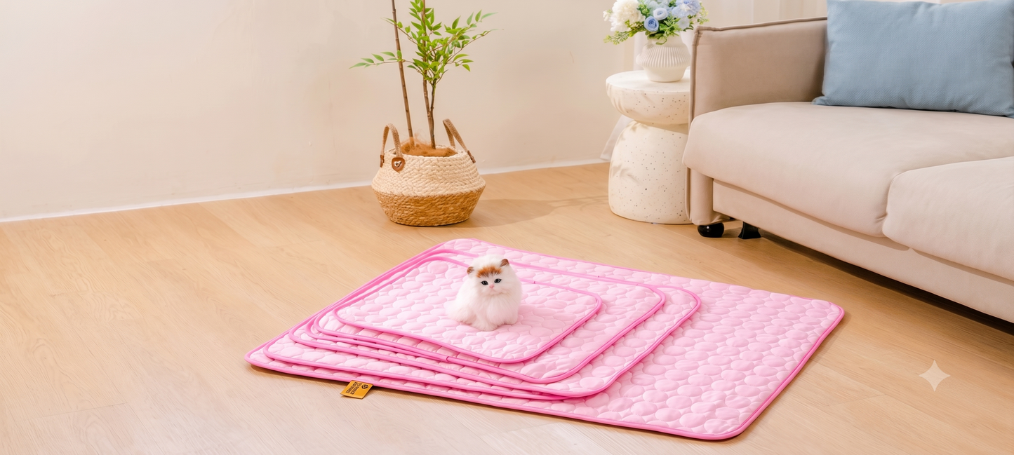 CurliPaws Ice-Cool Summer Pet Cooling Mat — Breathable Ice Silk Self-Cooling Washable Blanket for Small to Extra Large Dogs and Cats
