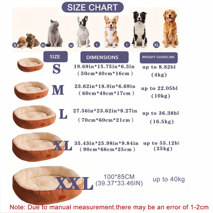 CurliPaws Cozy Oval Snuggle Pet Bed — Thickened Ultra Soft Plush Donut Cuddler Nest for Cats and Small to Medium Dogs