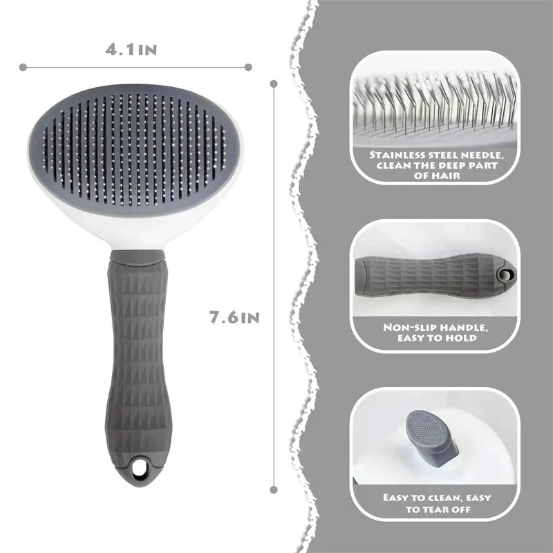 CurliPaws Self-Cleaning Slicker Brush — Professional Pet Hair Removal Comb with One-Click Fur Release Button for Dogs and Cats