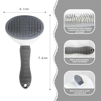CurliPaws Self-Cleaning Slicker Brush — Professional Pet Hair Removal Comb with One-Click Fur Release Button for Dogs and Cats
