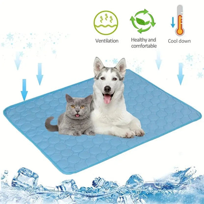 CurliPaws Ice-Cool Summer Pet Cooling Mat — Breathable Ice Silk Sweat-Absorbent Pad for Small, Medium, and Large Dogs and Cats