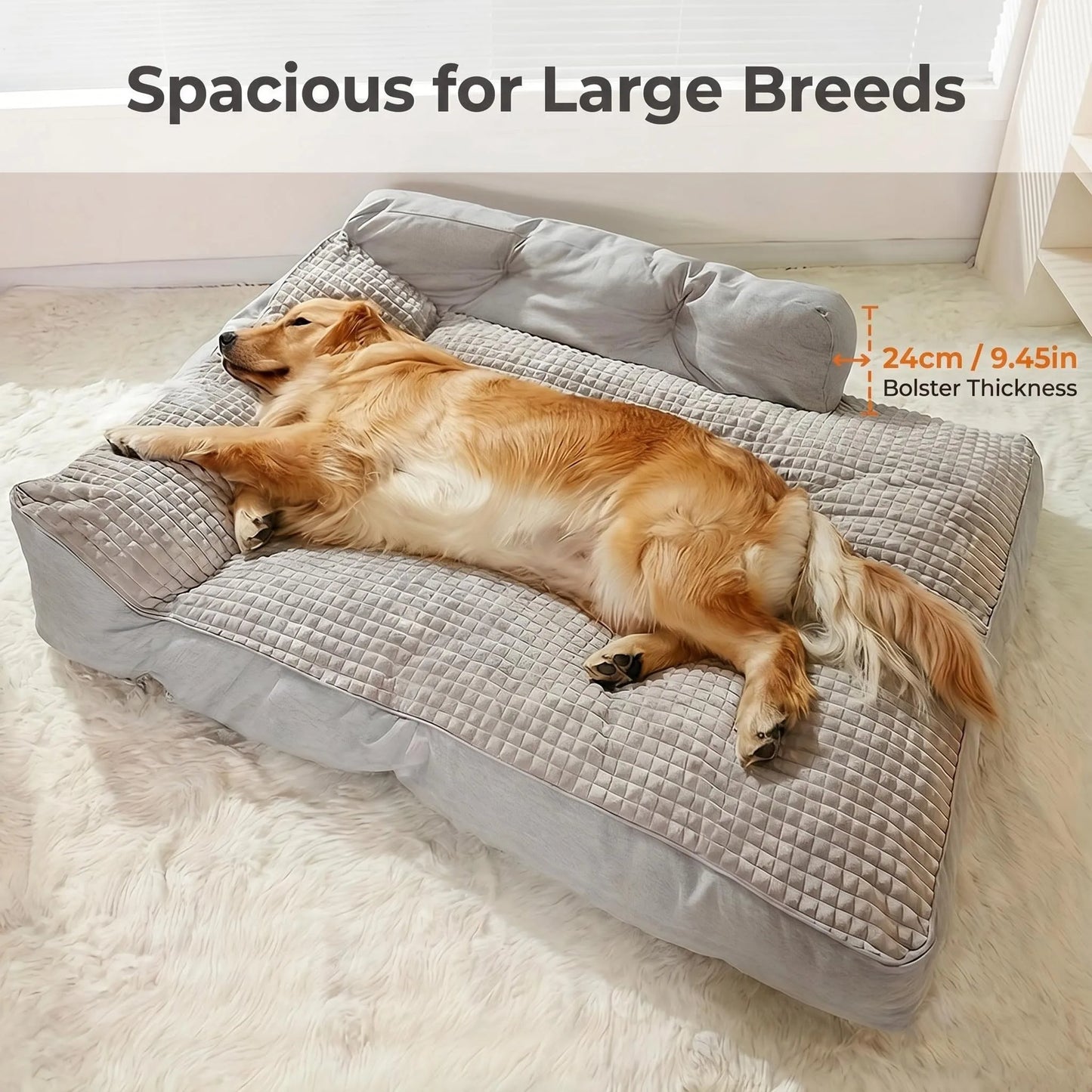 Dog Beds Specifically Designed for Medium to Large-Sized and Senior Dogs; Three-Sided Guardrail Pet Sofa Beds.