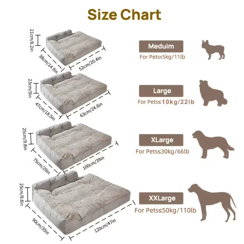 Dog Beds Specifically Designed for Medium to Large-Sized and Senior Dogs; Three-Sided Guardrail Pet Sofa Beds.