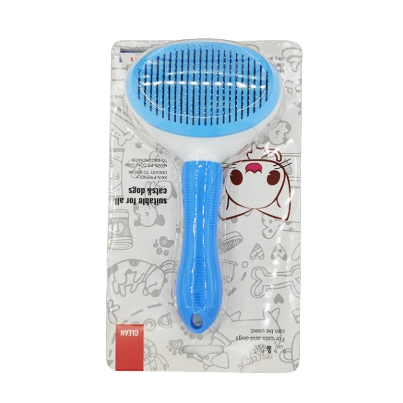 CurliPaws Self-Cleaning Slicker Brush — Professional Pet Hair Removal Comb with One-Click Fur Release Button for Dogs and Cats