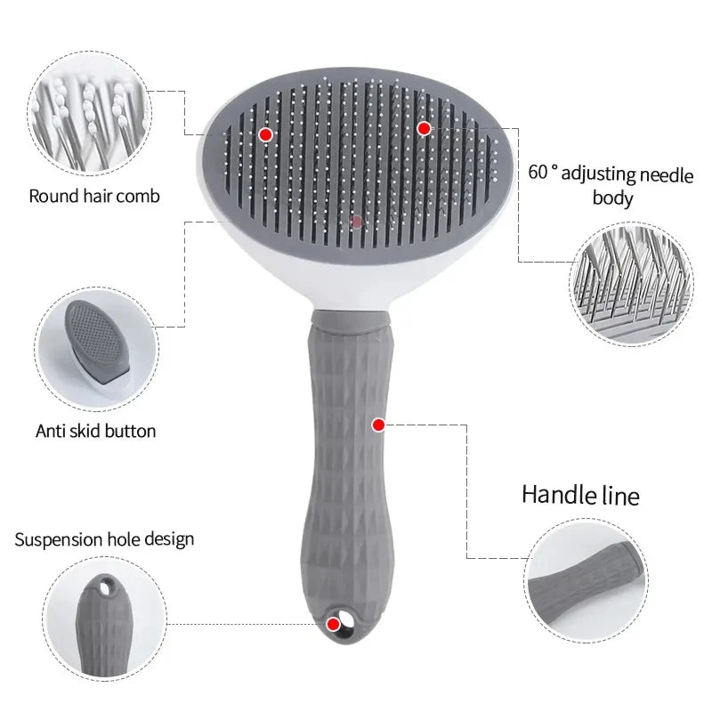 CurliPaws Self-Cleaning Slicker Brush — Professional Pet Hair Removal Comb with One-Click Fur Release Button for Dogs and Cats
