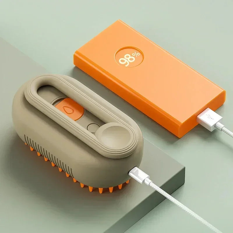 CurliPaws 3-in-1 Steamy Cat Brush — Electric Pet Spray Grooming Comb for Shedding, Detangling, and Relaxing Massage for Dogs and Cats