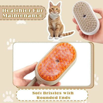 CurliPaws 3-in-1 Steamy Cat Brush — Electric Pet Spray Grooming Comb for Shedding, Detangling, and Relaxing Massage for Dogs and Cats
